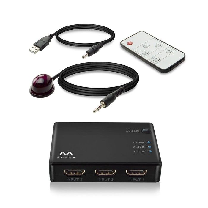 HDMI Switch - Ewent - EW3730 - 4K 30Hz - 3 Ports - Remote Control Included