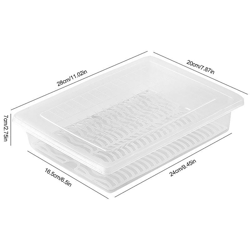 Food Fresh Storage Box Containers Kitchen Fridge Organizer Case Removable Drain Plate Tray for Keep Fruits Vegetables Meat Fish