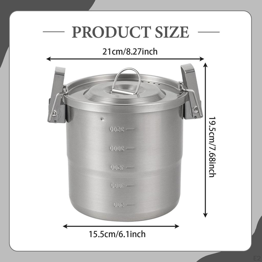 Camping Cooking Pot Campfire Cookware Utensil with Handle Lightweight Lid Soup for