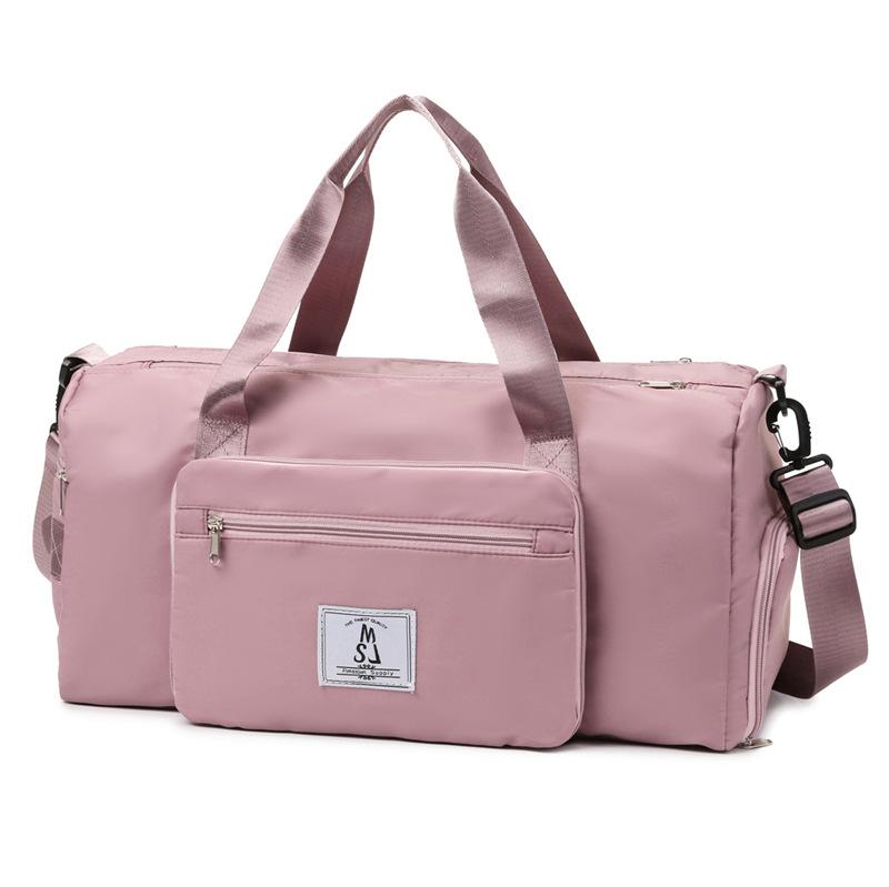 

Велика місткість Дорожня сумка Суха та волога Окрема спортивна сумка Складана легка сумка для зберігання через плече Сумка через плече темно-рожевого кольору