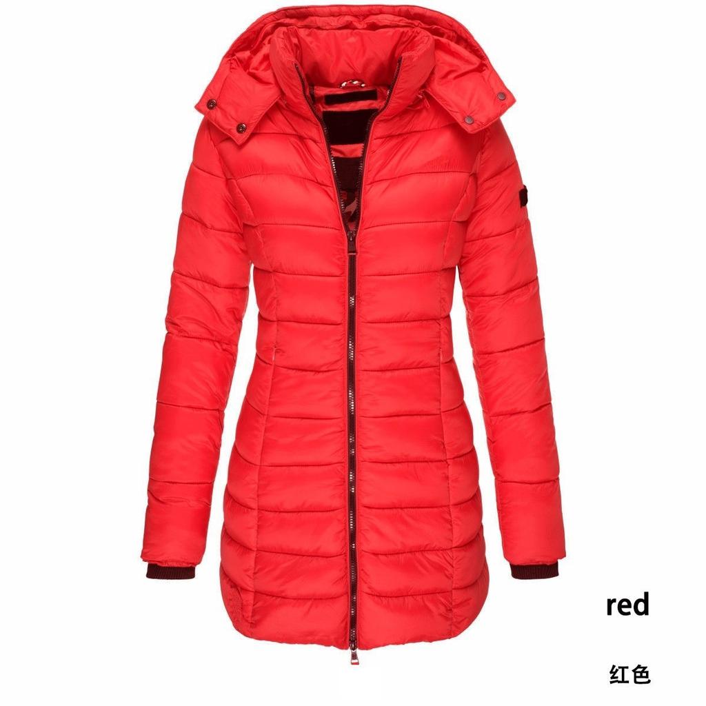 Women's Winter Warm Collar Hooded Long Coat With High-quality Zipper Closure Clothes Sale