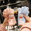 Cute Giraffe Blue Knitted Gloves Female 2025 Autumn and Winter Finger Warm Thickened Velvet Student Riding