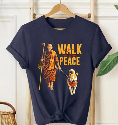 T-shirt Unisexe Spirituel Marche pour la Paix Monastère Spirituel et Chien Top