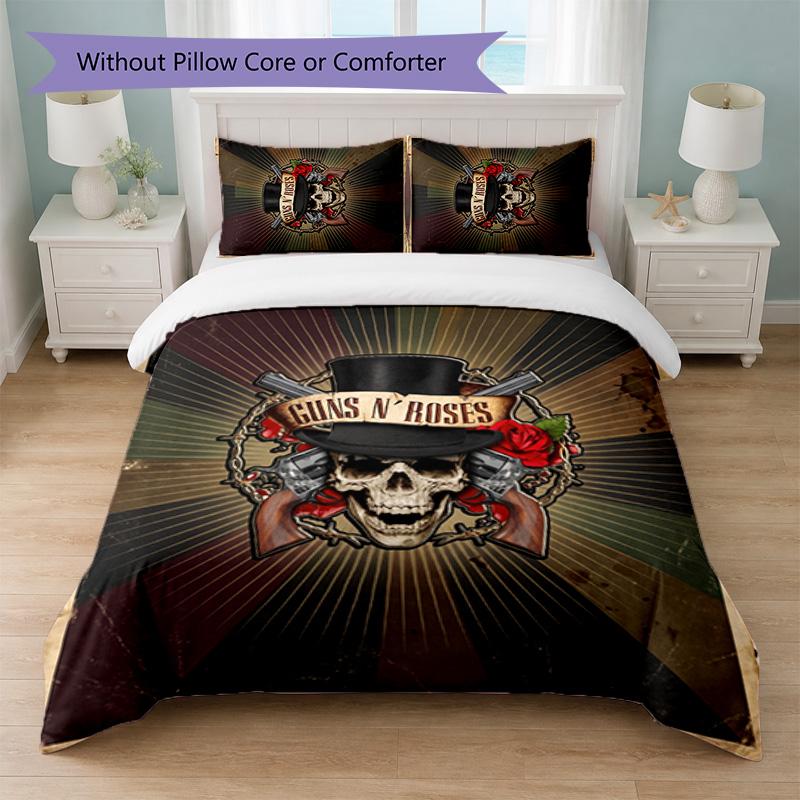 Guns N’ Roses Print 3Pcs Bedding Set Duvet Cover With Two Pillowcases Soft Bed Linen For Household Bedroom