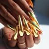 Gold Long Almond Fake Nails Finished Mirror Surface False Nails Detachable Press on Nails  Nail Art