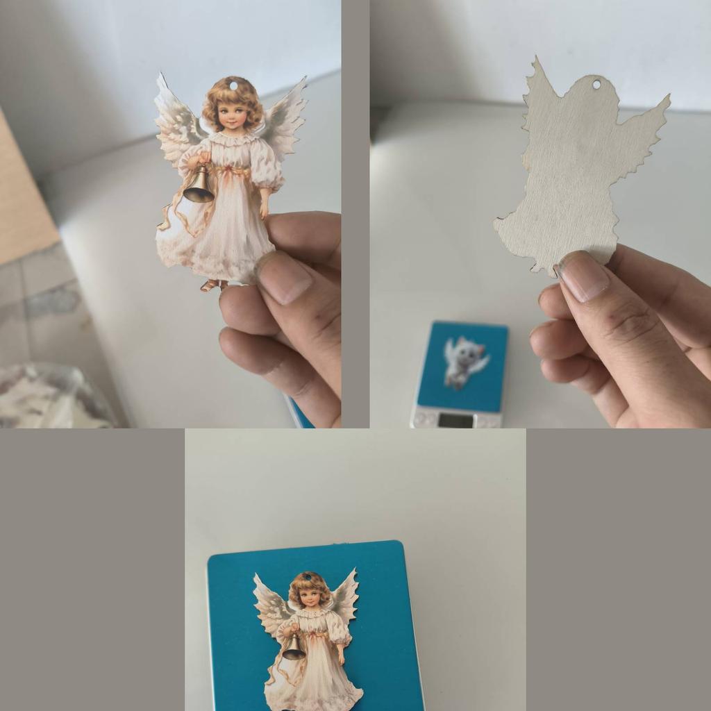 2D 12 Piece Set Of Victorians Angel Wooden Decoration Set, Traditional Holiday Home Window Decoration