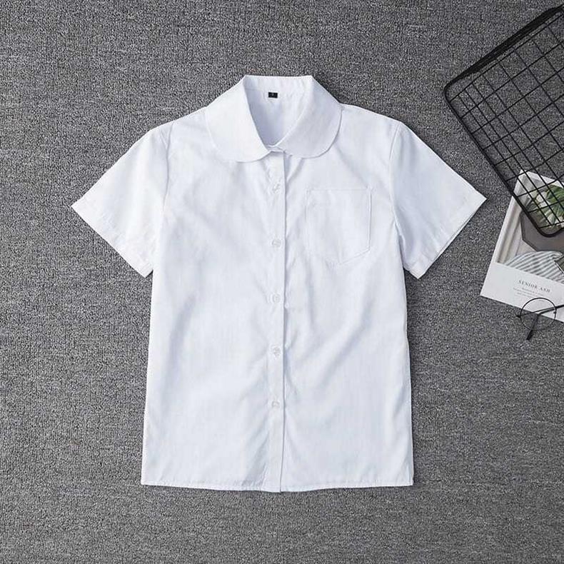 Authentic Japanese JK Uniform White Shirt - Short/Long Sleeve, Point/Round Collar, Non See-Through