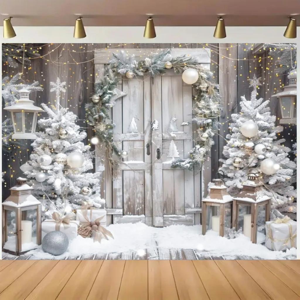 Winter Snowy Barn  Christmas Scene Decoration Background Winter Photography Backdrop Decorations For Photo Studio Photo Booth Christams Party