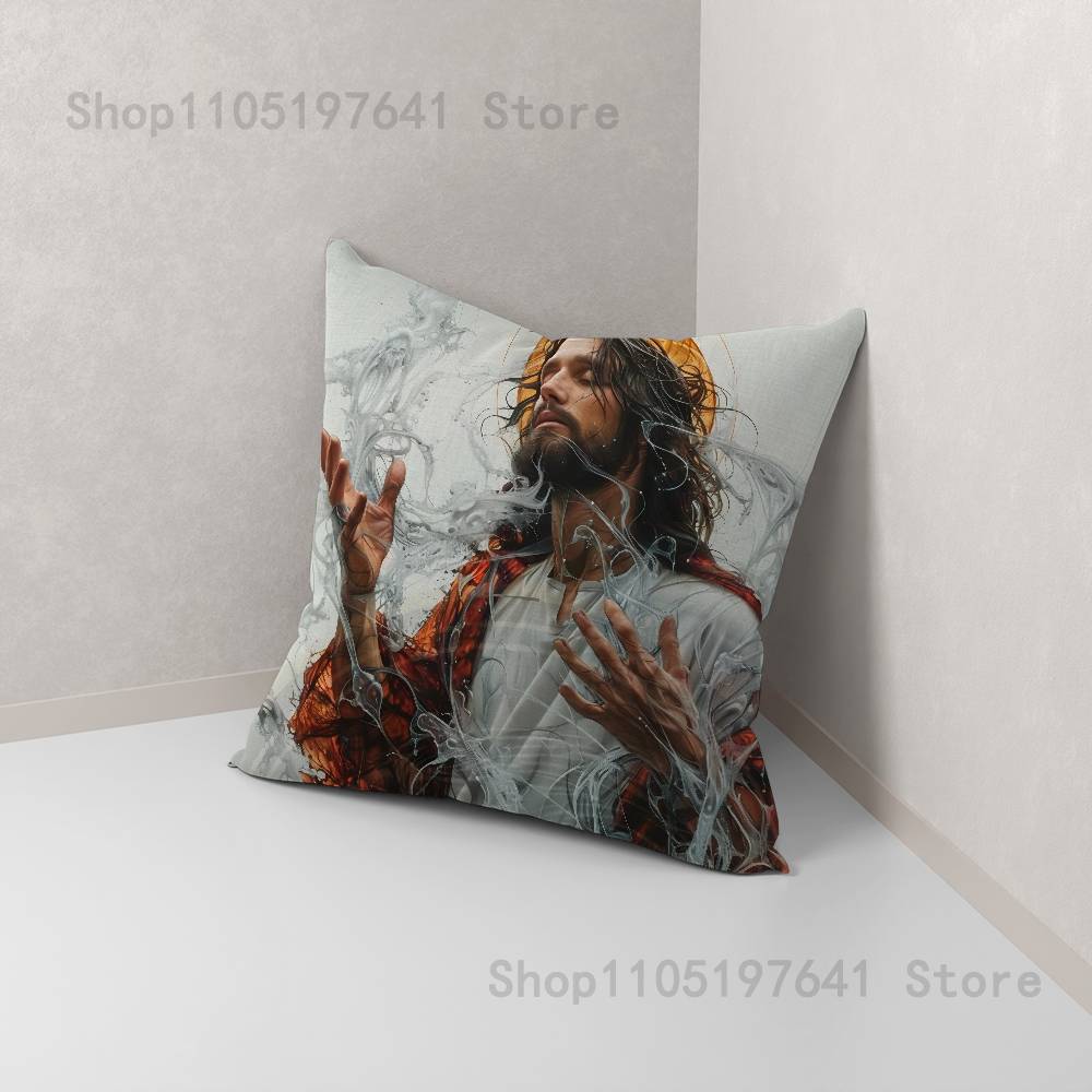 Jesus Pillow Case For Sofa Decor Car Office Room Printing Cushion Cover Decorations and Protector