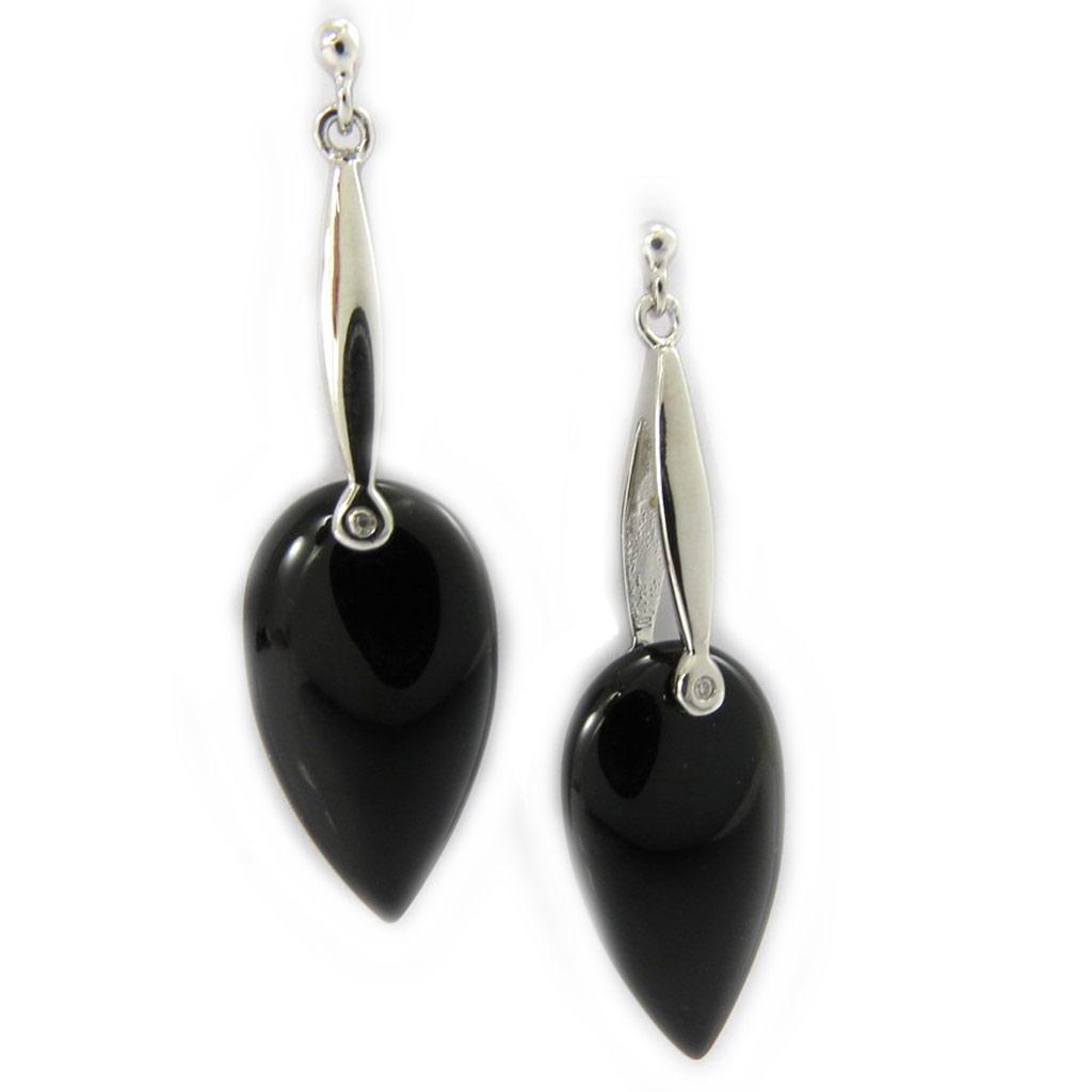 Les Trésors De Lily [G7880] - Boucles Argent 'Eva' noir argenté - 12x42 mm