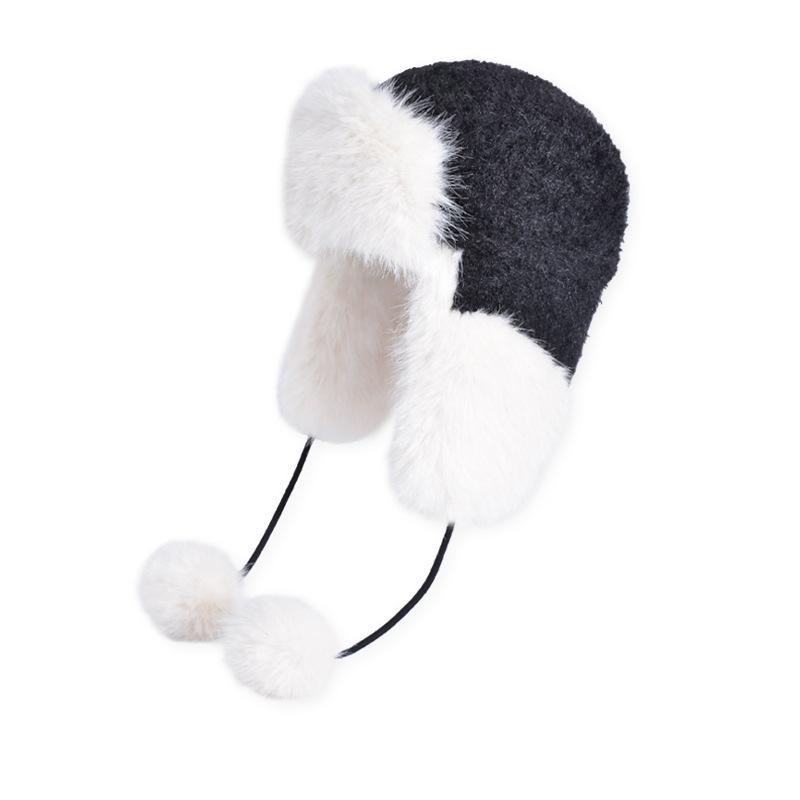 New winter outdoor cold and warm hat women's windproof ear protection big head circumference pullover hat thickened plush