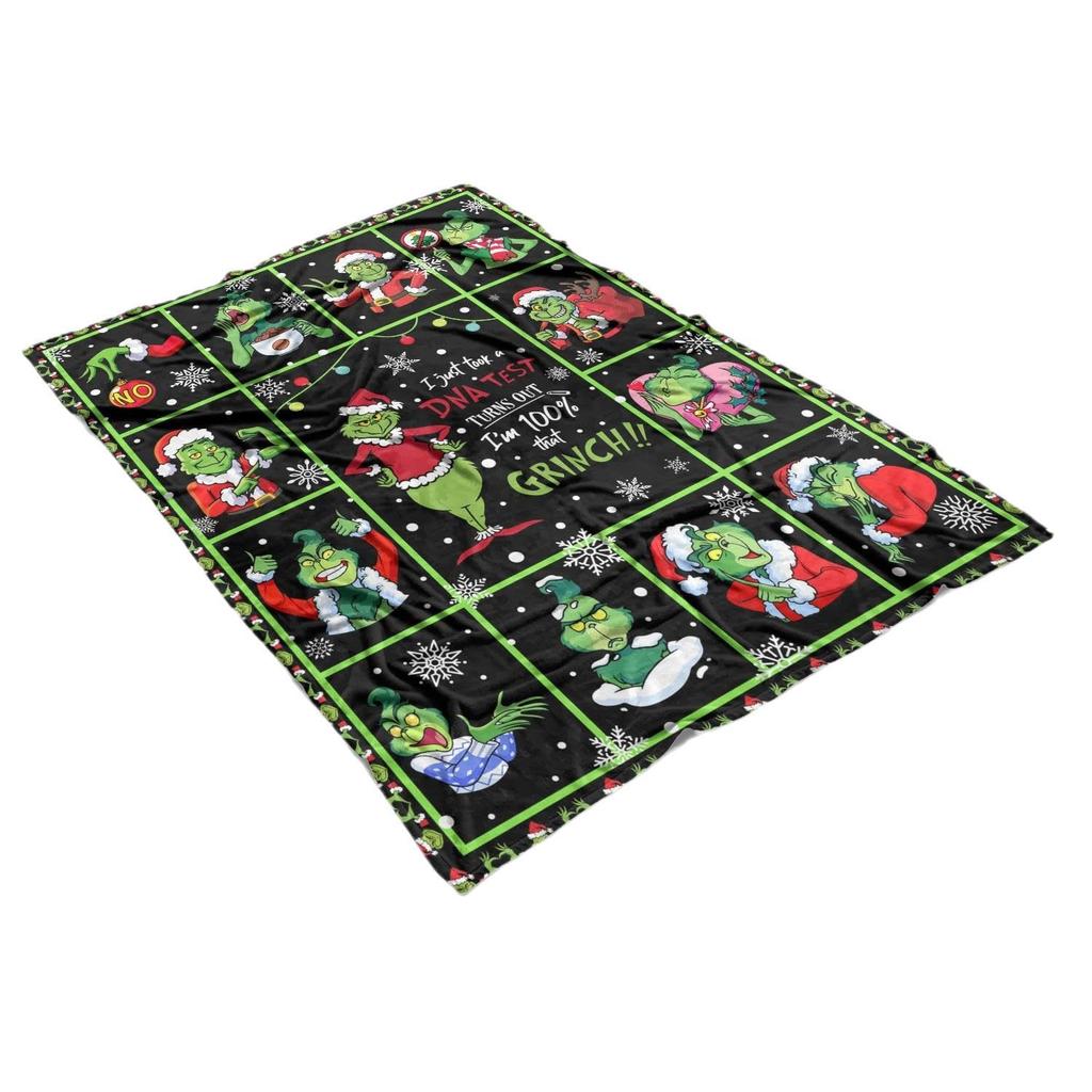 Christmas Cartoon Green Devil Blanket Christmas Atmosphere Flannel Blanket Digital Printing Blanket