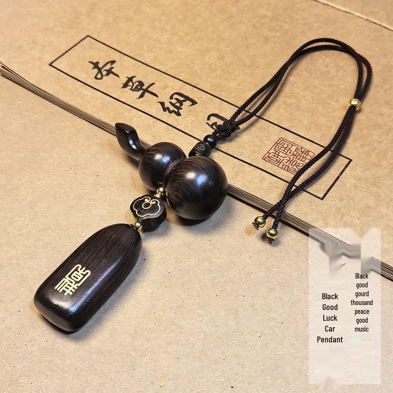 Sandalwood Gourd Pendant: High-End Rearview Mirror Amulet for Men and Women