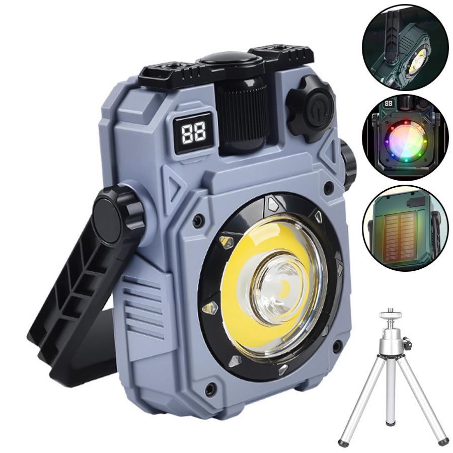 Solar COB LED Camping Light USB Rechargeable Lamp Outdoor Portable Magnetic Flashlight 5mode Torch Emergency Lantern with Hook