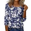 Women's Round Neck Pull Stripe Decorative Button Top Casual Solid Color 3/4 Sleeve T Shirt