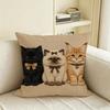 Copricuscino Gatto D Piatto Gatti Carini Federa Naturale Lino Set Decorazione AllinOne per Divano Camera da Letto Sedia