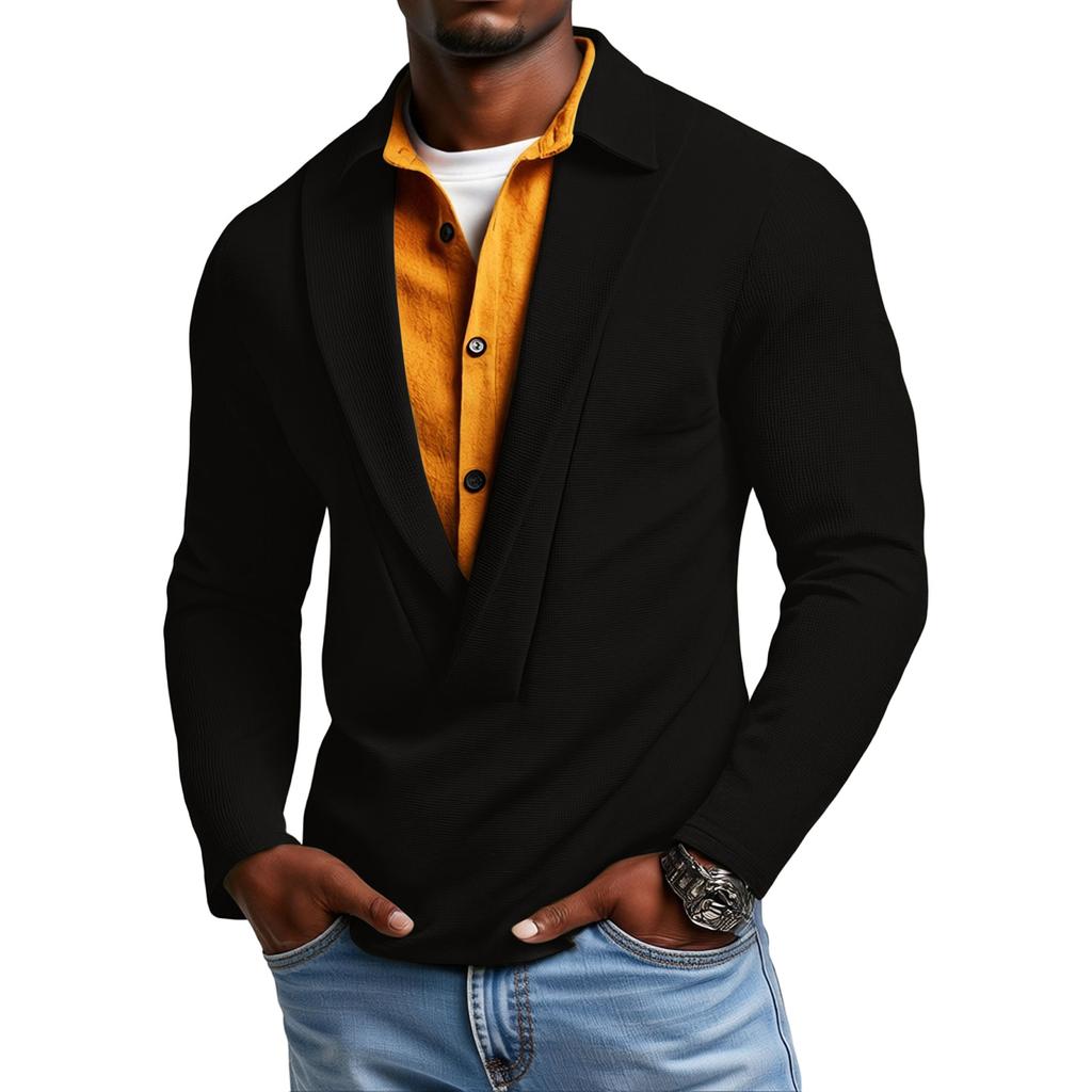 Men's  Leisure  Fashion  Flip  Collar  Button  Long  Sleeves  Upper  Garment
