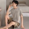 Pajamas Men's Summer Cotton Short Sleeve Shorts Thin Solid Color Teen Large Size Sports Can Wear Dad's Loungewear