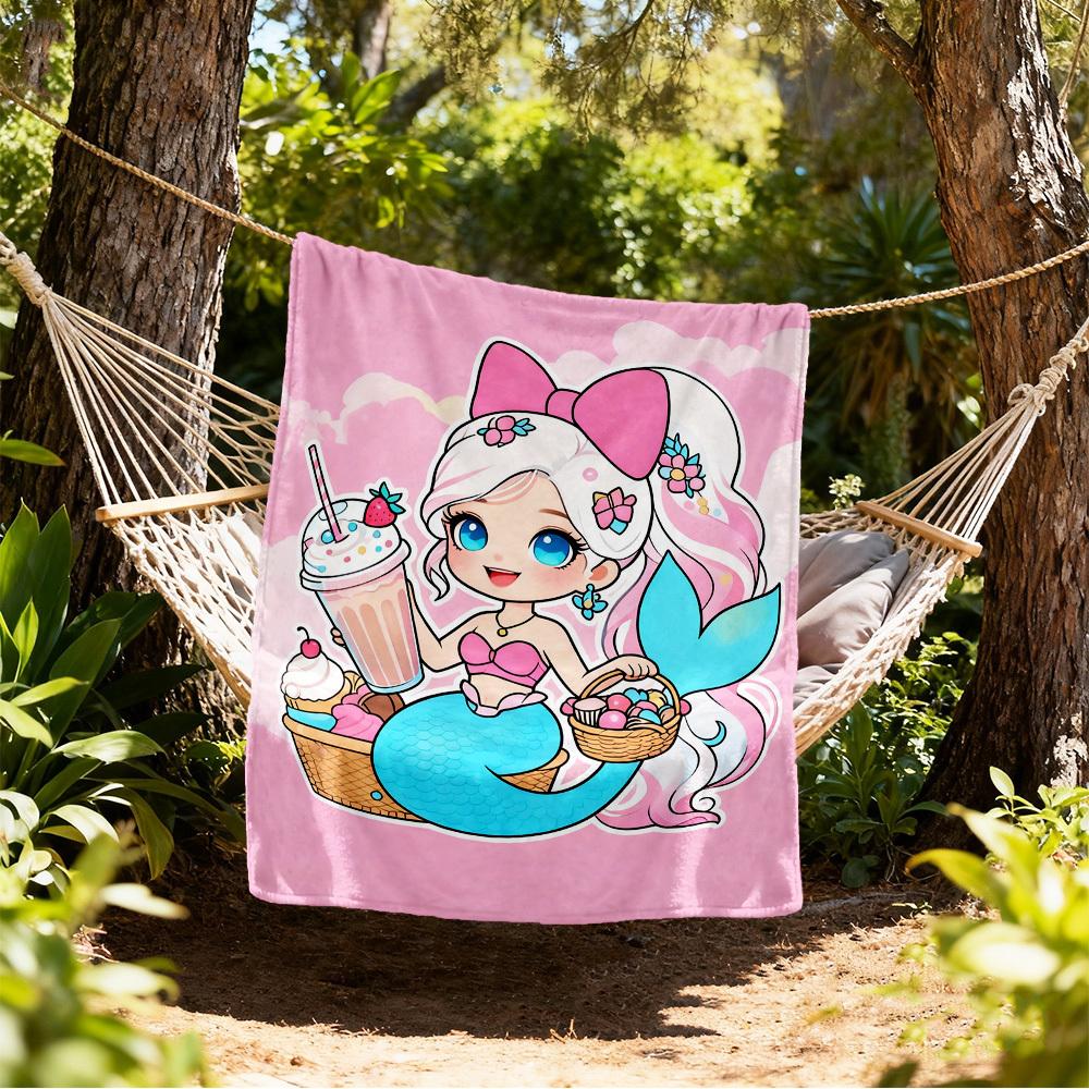 

Mermaid Picnic Outdoor Flannel Blankets, travel, Home Blankets, Suitable for All Seasons,Christmas Gifts. R1127267 80x120cm