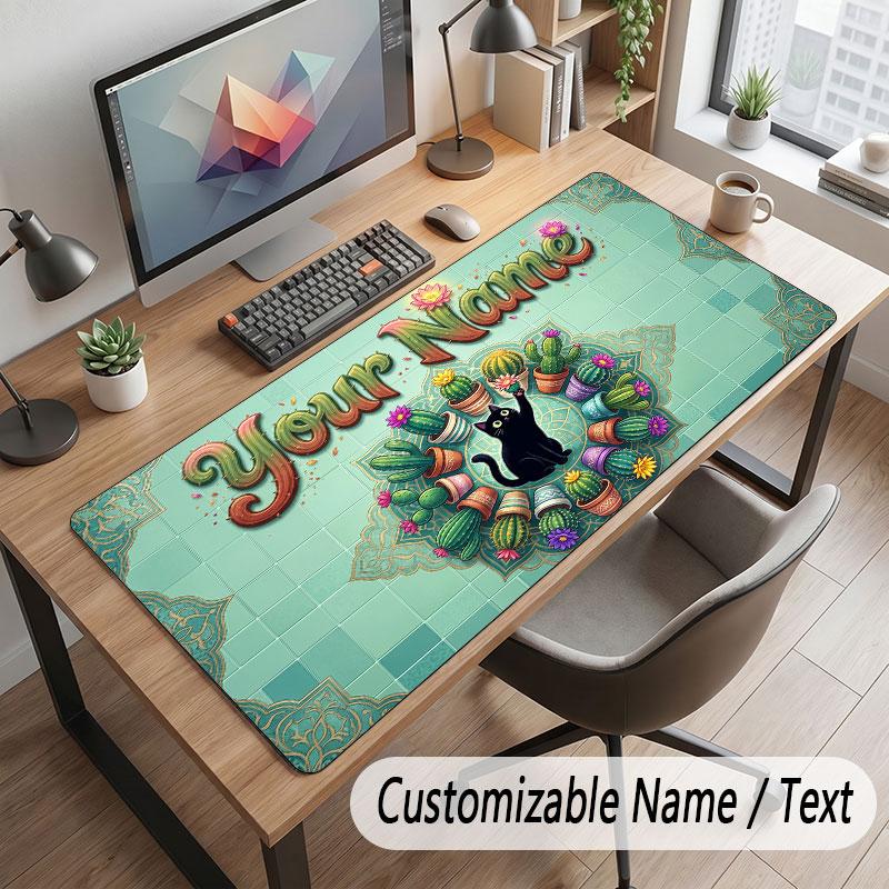 Floral Garden Theme Customized Mouse Pad Personalized Print Name Text Desk Mat For Home Office Table Decor