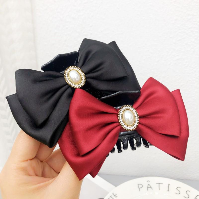 Autumn Winter Large Bow Hair Clip - High-End Japanese Korean Shark Clip for Women