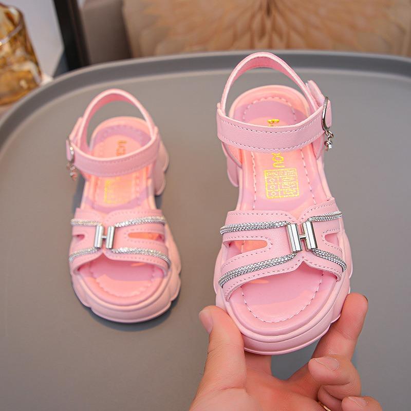 Cool Girl Sandals | Hook & Loop Open-Toe Casual Sport Sandals Fashionable Soft Kids Shoes Elegant Children's Shoes