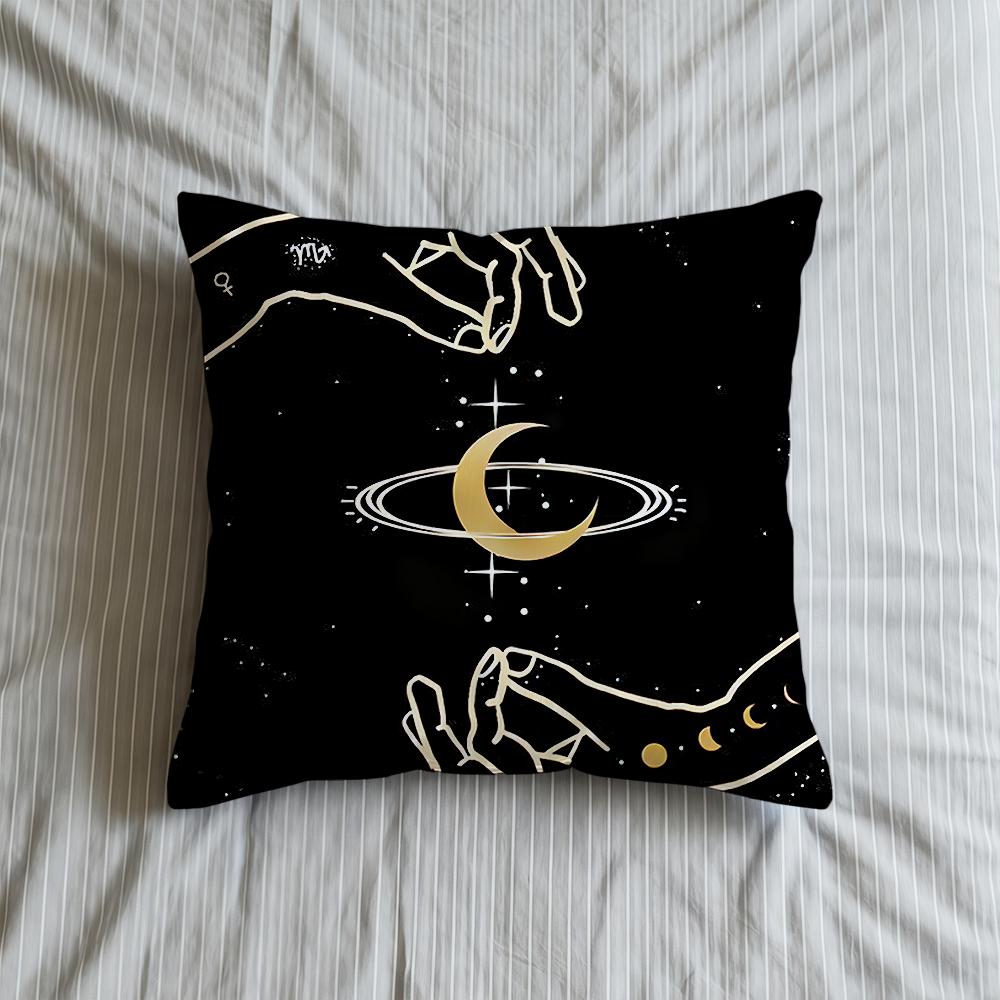 Cushion Cover Print Soft Celestial Case Sofa Living Hands Room Home Comfortable Office Decor Sun Protective Pillow Moon Covers