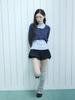 Eogeulliswedou Layered Frill Cardigan T-Shirt (Navy)