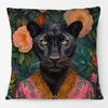 European Fashion Leopard Rabbit Fox Tiger Smoking Lion Animals Portrait Cushion Covers Pillowcase For Sofa