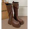 Fashion Winter Platform Chunky Woman Knee High Boot Fashion Side Zippers Height Increase Shoes Punk Style Ladies Knight Long Booties