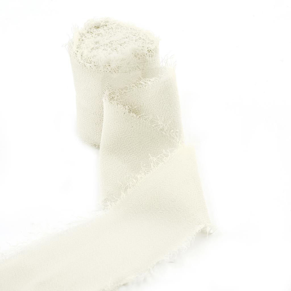 5M*4cm Handgefertigtes Ausgefranstes Satin-Chiffon-Seidenband für Hochzeitseinladungen, Verpackungen, Sträuße, Geburtstagsfeierdekorationen, Geschenke