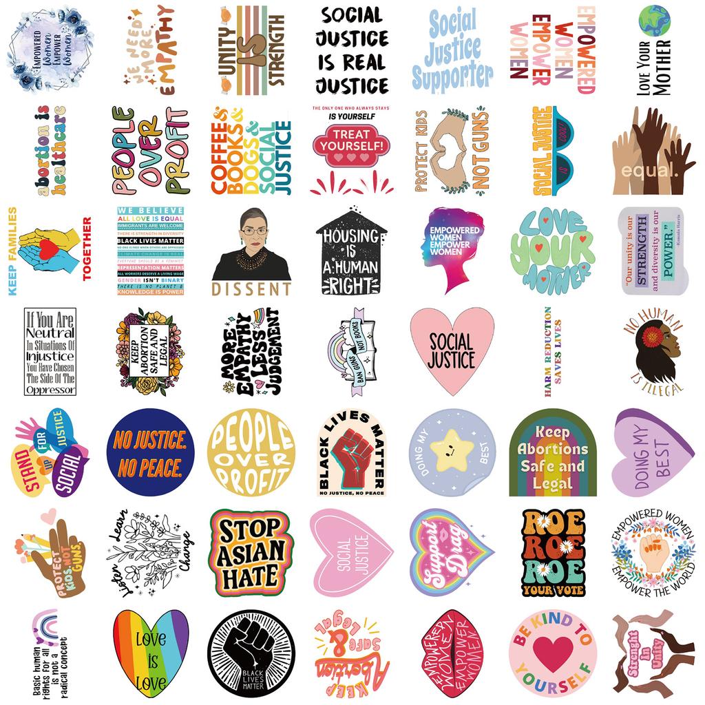 50 Social Justice Graffiti Stickers Decorate Guitar Laptop Suitcase DIY Waterproof Stickers