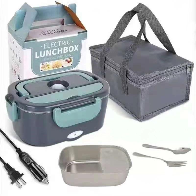 Boîte à lunch électrique portable 12V 110V/220V Peut être branchée sur une ceinture chauffante isolante Cuisson de repas chauds Chauffe-repas pour employé de bureau