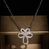 925 silver Ladies White Gold Filled Dazzling Cubic Zircon Flower Pendant Necklaces for Women Bridal Wedding Jewelry