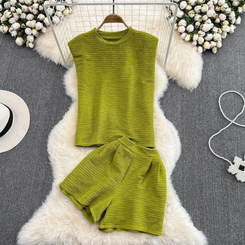 

Western Style Summer 2024 Sleeveless Wide Leg Shorts Tops Green M