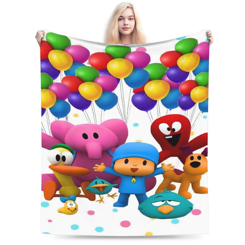 P-POCOYO Warme Weiche Decke Mädchen Jungen Plüsch Überwurfdecke Druck Wohnzimmer Flanell Tagesdecke Sofa Bettbezug