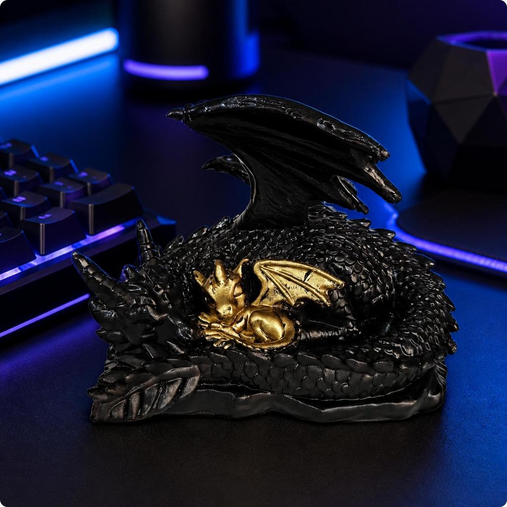 Resin Dragon Figurine Gothic with Pinions Lifelike for Bookshelf