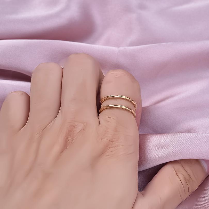 1/2pcs Simple Kpop Fashion Double Layer Open Adjustable Stainless Steel Ring For Women Men Accessories Finger Jewelry Bague Gift