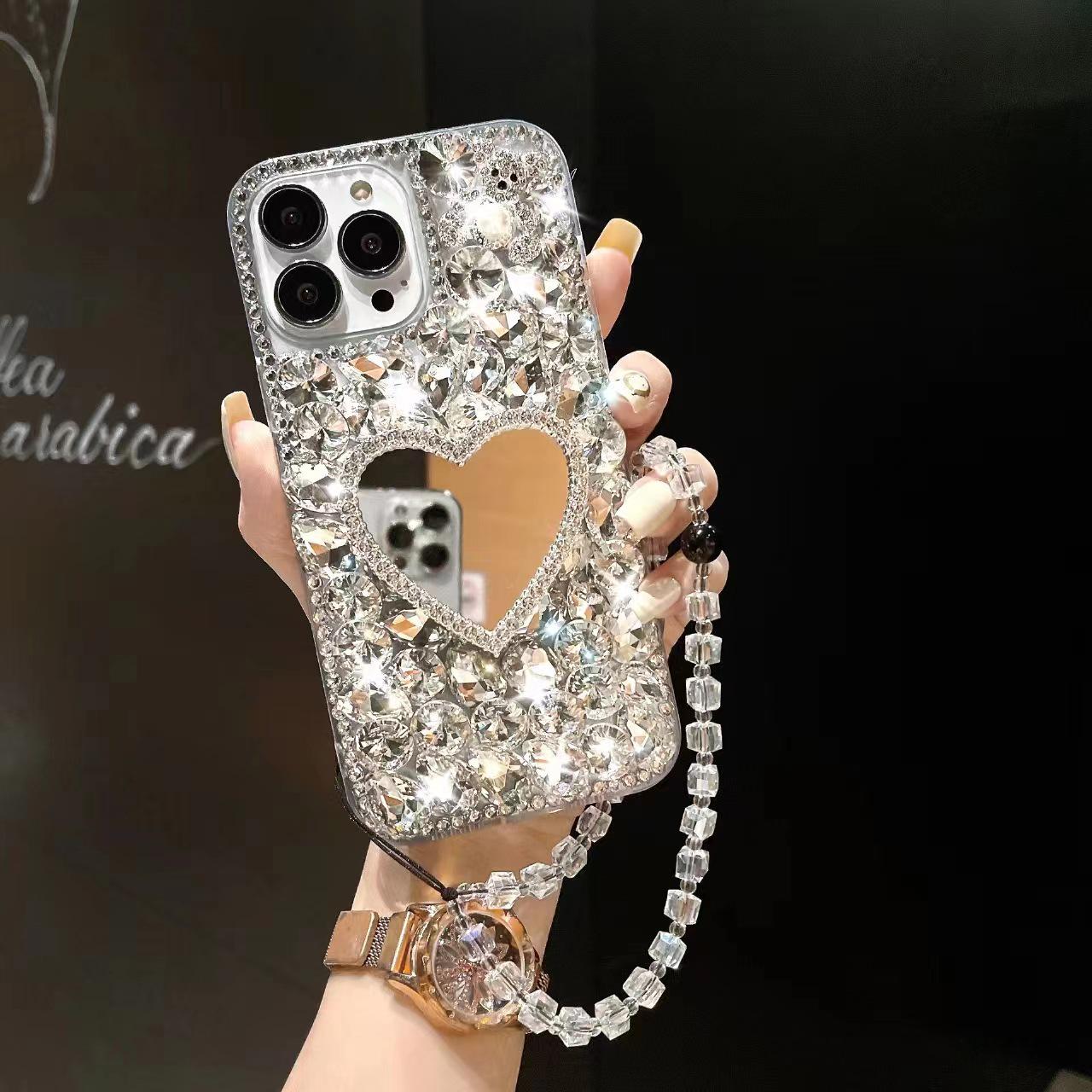 

Зеркало-подставка Diamond Pearl Bear с защитой от падения для мобильного телефона Apple 15PRO/14/13 Apple 16 Pro Max