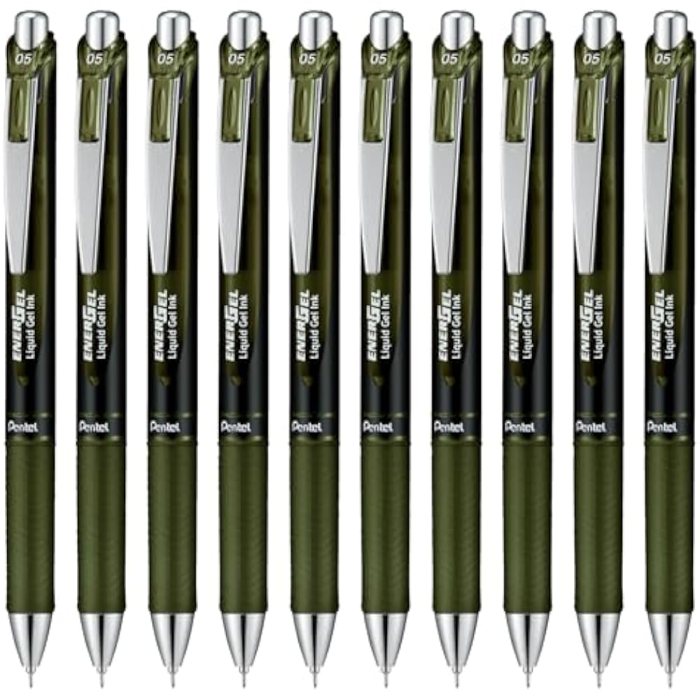Pentel Ballpoint Pen Gel Ink Gel Knock Type 0.5mm 0 BLN75A2-KA Olive Black 10