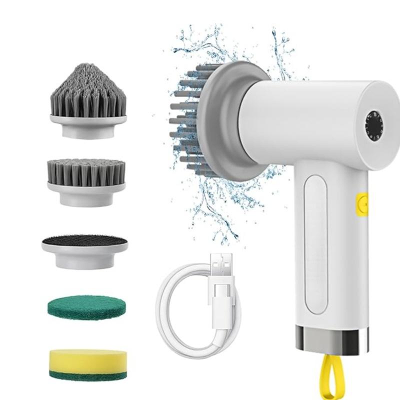 4-in-1 Kitchen Cleaning Tool Bathroom Bathtub Clean Brush Spin Scrubber Electric Cleaning Brush for Dishwashing Sink