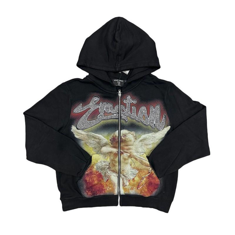 Mens Oversized Cotton Hoodie Streetwear Hip Hop Graphic Print Loose Fit Pullover Sweatshirt Fall
