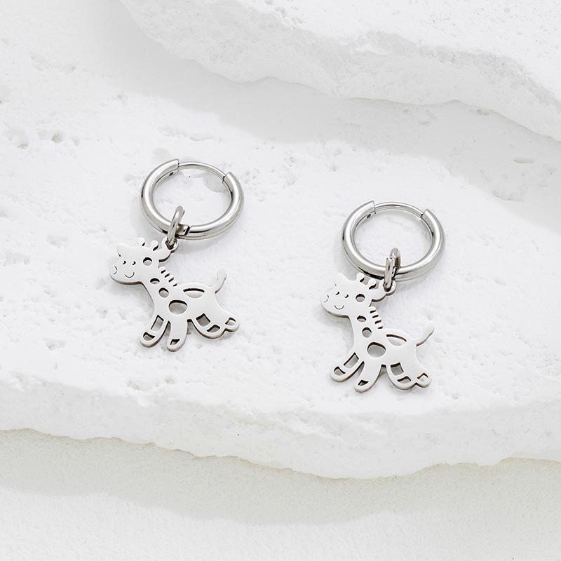 

Cute Christmas Reindeer & Giraffe Pendant Earrings - Versatile INS Fashion Hoops