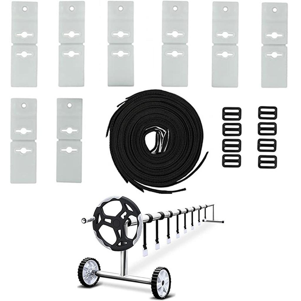Pool Solar Cover Reel Attachment Kit Easy Installation Pool Accessories Sturdy Solar Cover Reel Blanket Straps and Clips