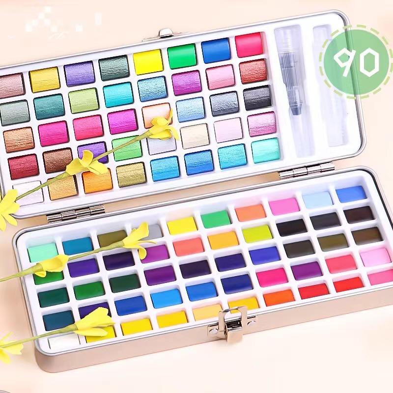 Ziyunxuan 50-Color Portable Watercolor Paint Set - Beginner Friendly Tin Box