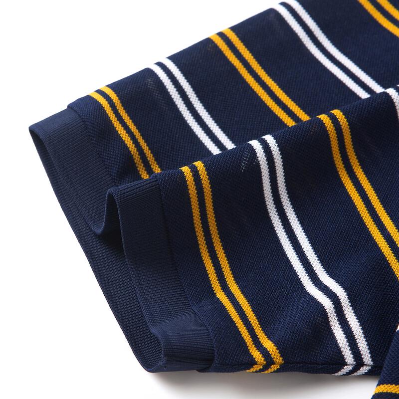 MONTAGUT Men's Silk Blend Striped Short Sleeve Polo Shirt