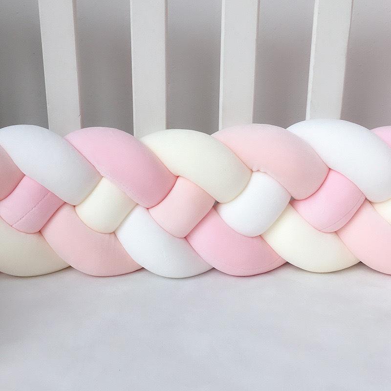 Four-Strand Danish Braided Cushion: Knotted Cable Knit for Children's Room Anti-Collision Bed Rail