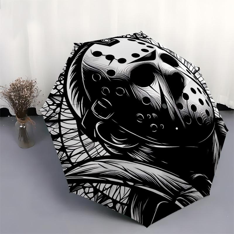 1pc Stained Glass Sunset Scene Automatic Opening Folding Umbrella, Portable 3-Fold Design with 8-Bone Iron Frame, Outdoor for Fans, Travelers, Daily U