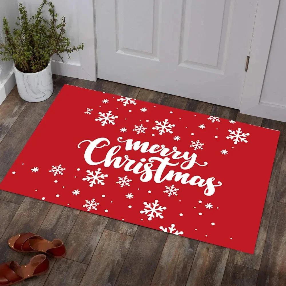 Weihnachtsteppich Bereichsteppiche Rutschfeste Eingangsfußmatte für Wohnzimmer Schlafzimmer Dekor Weiche Badezimmer Küchenbodenmatte Vorleger
