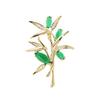 Bo Xin Yun Elegant Bamboo Brooch with Zircon Green Chalcedony - High-end Chinese Style Corsage Pin Accessory.